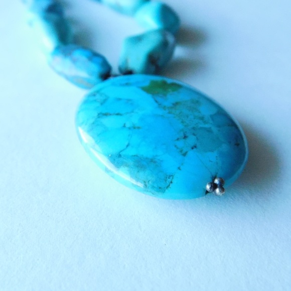 ⭐ chunky BARSE sterling TURQUOISE bead necklace - Picture 6 of 7